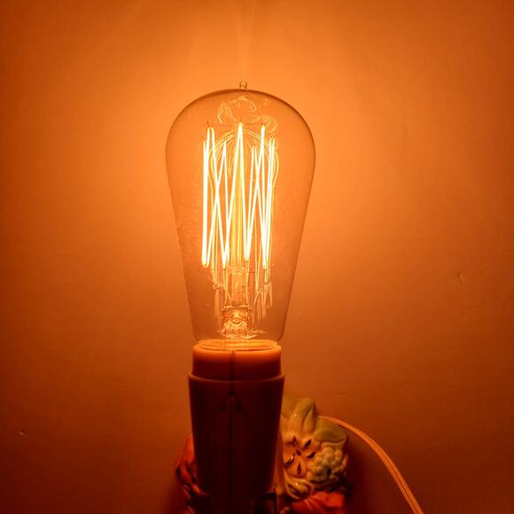 MCM Wall Light Sconce Ceramic Floral Vase Shabby Bedroom Decor Works & Bulb - Picture 2 of 9